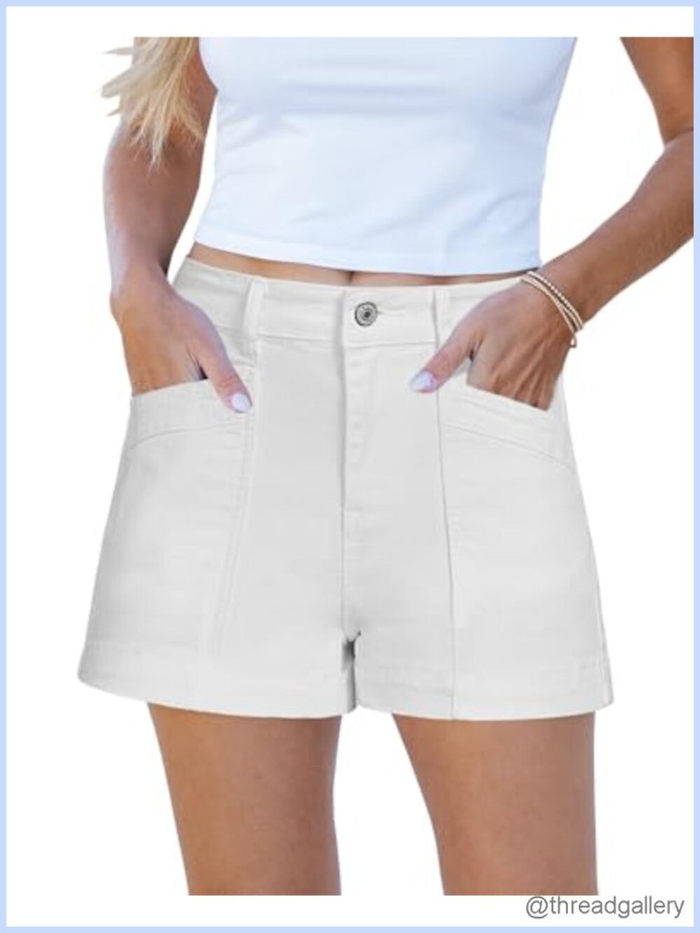High Waisted Stretchy Denim Jean Shorts Distressed Cut Off with Pockets